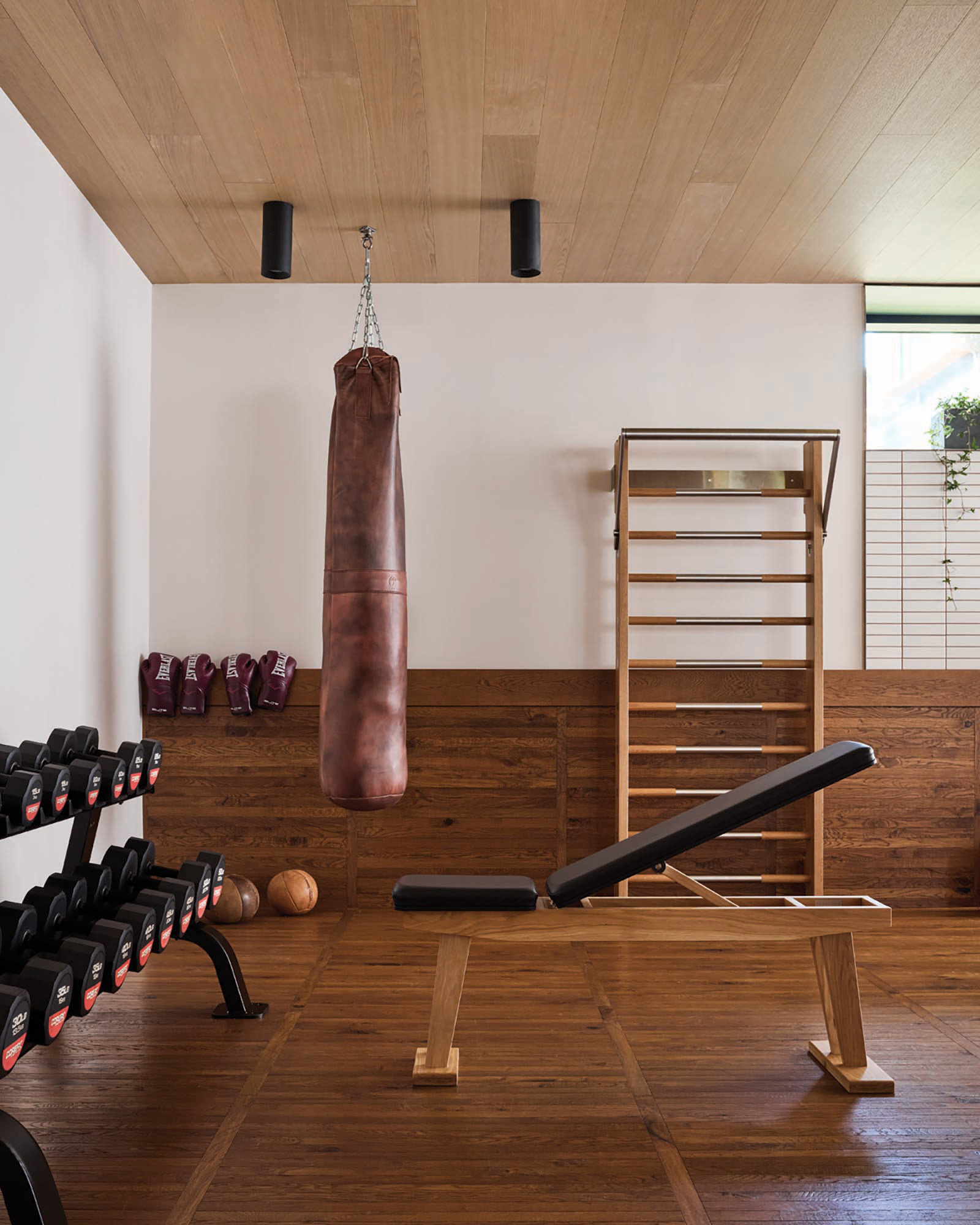 A Scandinavian inspired gym set up at The Royal Hotel gym in Picton, Ontario